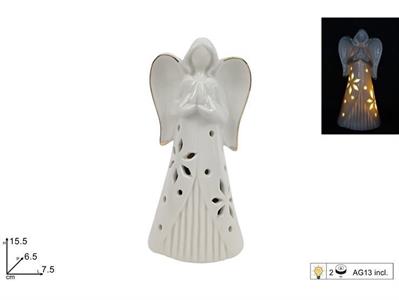 ANGELO C/DECORO ORO 15cm C/LUCE