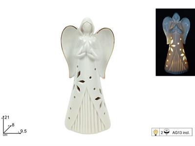 ANGELO 21cm CERAMICA C/DECORO ORO C/LUCE