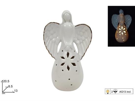 ANGELO 20cm CERAMICA C/DECORO ORO C/LUCE
