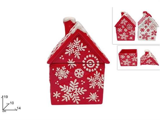 BARATTOLO CERAMICA 19cm CASA ROSSO/BIANCO