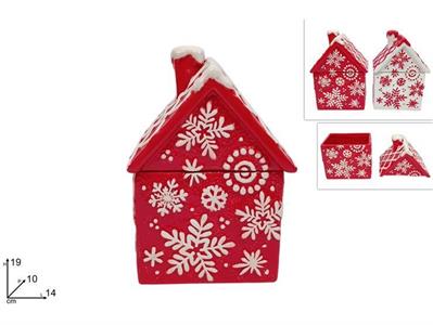 BARATTOLO CERAMICA 19cm CASA ROSSO/BIANCO