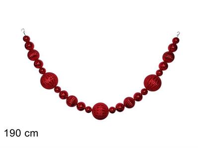 GHIRLANDA 23 PALLINE ROSSO 190cm