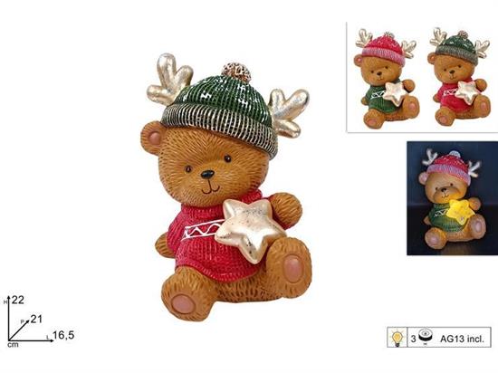 ORSO DECORATO C/ORO SEDUTO 22cm C/LUCE