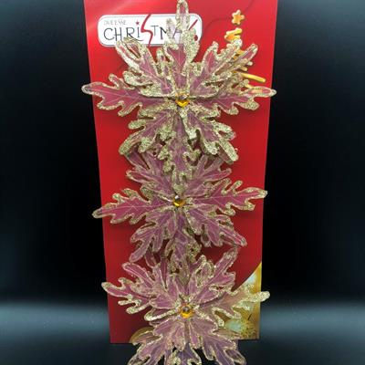 TRIS FIORI/FIOCCHI NEVE ROSA