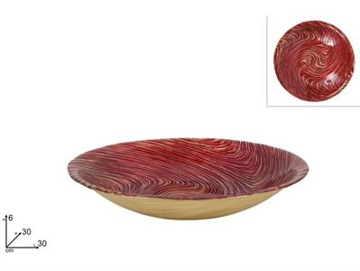 CENTROTAVOLA DECORO VORTICE ROSSO/ORO 30cm VETRO