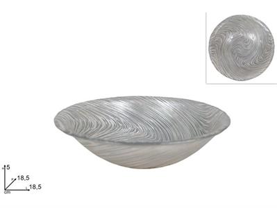 COPPETTA VETRO DECORO VORTICE SILVER 18cm