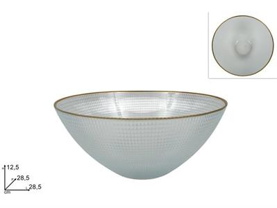 COPPA VETRO 28,5cm DECORO QUADRETTI CON BORDO ORO