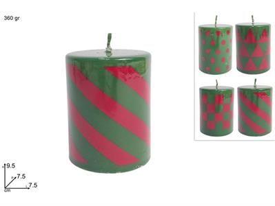 CANDELA 360gr C/DECORO ROSSO VERDE