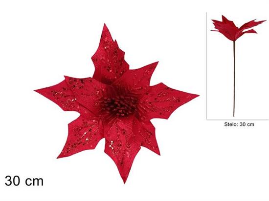 STELO FIORE C/GLITTER ROSSO 30cm