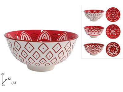 CIOTOLA CERAMICA DECORO MAIOLICA ROSSO 12cm