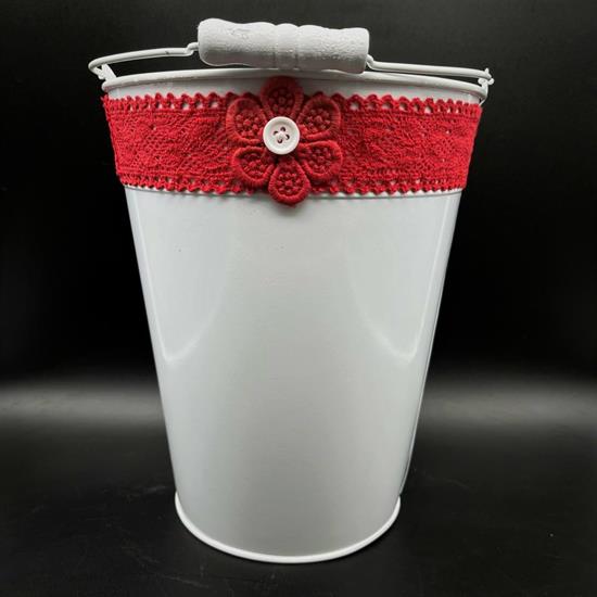 SECCHIO LATTA BIANCO MERLETTO ROSSO