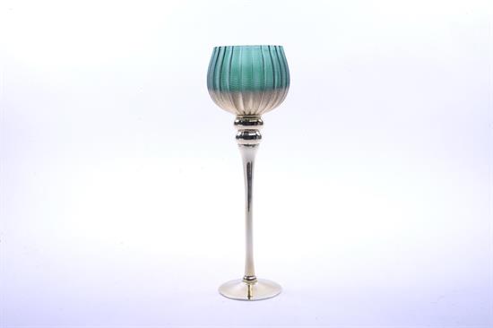 CALICE PORTACANDELA ORO/VERDE 40cm