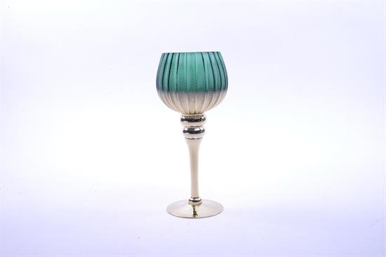 PORTACANDELA CALICE ORO/VERDE 30cm