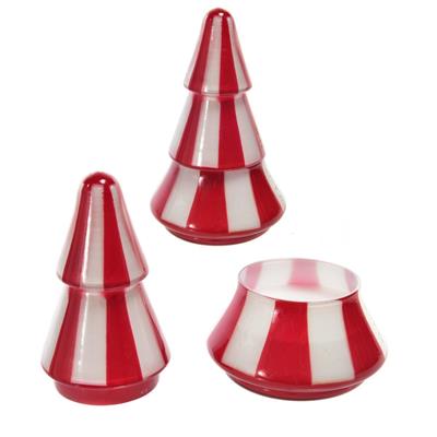 CANDELA PROFUMATA IN COFANETTO ALBERO VETRO 10cm BIANCO/ROSSO