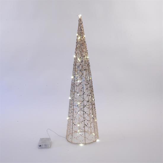 ALBERO CONO METALLO E PAILLETTES 60cm 30 LUCI