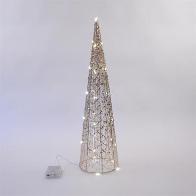 ALBERO CONO METALLO E PAILLETTES 60cm 30 LUCI