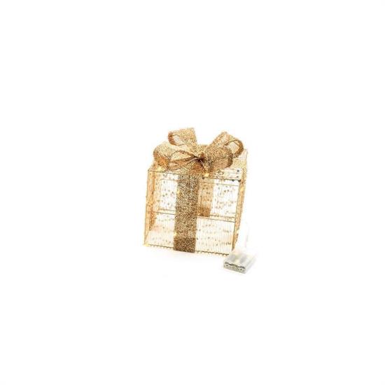 REGALO ORO PAILLETTES C/LED 20x20x23