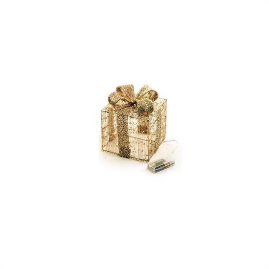 REGALO ORO PAILLETTES C/LED 15x15x17