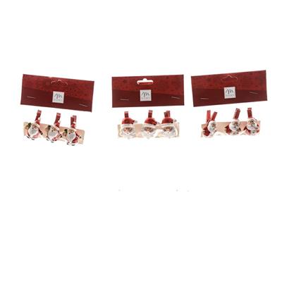SET 3 MOLLETTE NATALE LEGNO E RESINA