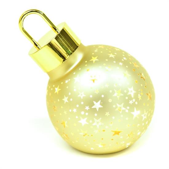 PALLA NATALE VETRO ORO C/LUCI 18x12x14cm