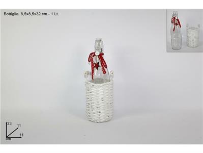 CESTO VIMINI BIANCO C/BOTTIGLIA 1LT