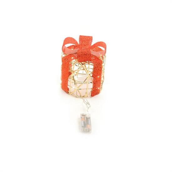 REGALO TONDO ORO FIOCCO ROSSO C/40 LED D.20 H.24
