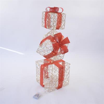 DECORAZIONE 3 PACCHI REGALO 78cm C/90 LUCI