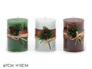 CANDELA NATALE C/BACCHE 10cm COL.ASS.