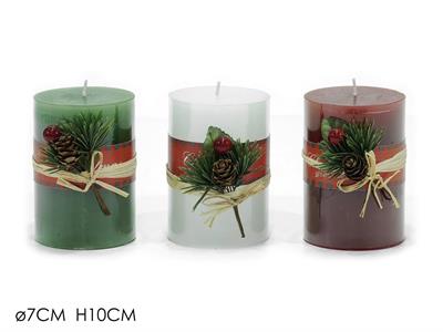 CANDELA NATALE C/BACCHE 10cm COL.ASS.