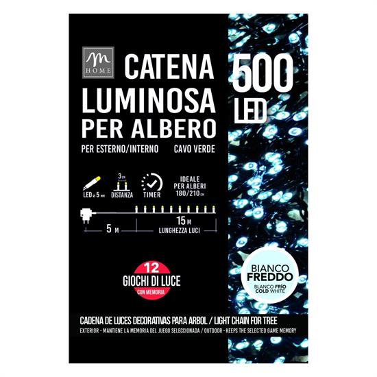 MINILED ESTERNO 500 BIANCO FREDDO C/TIMER, MEMORIA E 12 GIOCHI