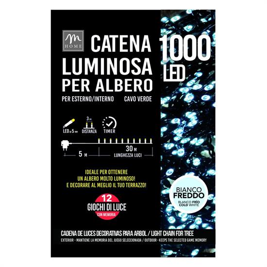 MINILED ESTERNO 1000 BIANCO FREDDO C/TIMER, MEMORIA E 12 GIOCHI