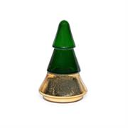 CANDELA PROFUMATA IN COFANETTO ALBERO VETRO 10cm ORO/VERDE