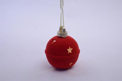 PALLA NATALE FLOCCATA ROSSA C/LUCI 14cm
