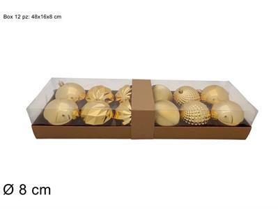 PALLE ORO LUCIDO/PERLATO/GLITTER 8cm 12pz