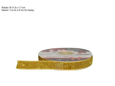 NASTRO VELLUTO GLITTERATO ORO cm1,5x9mt