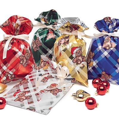 BUSTA NATALE PELUCHE 40x65 COL.ASS.